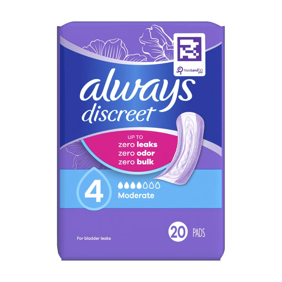 Always Discreet Incontinence Pads Moderate Absorbency Size 4 (20 ct) by Farmacias Savia