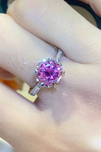 Shining For You 2 Carat Pink Brilliant Round Cut Sparkala™ Platinum Over Pure Sterling Silver Ring by Sparkala