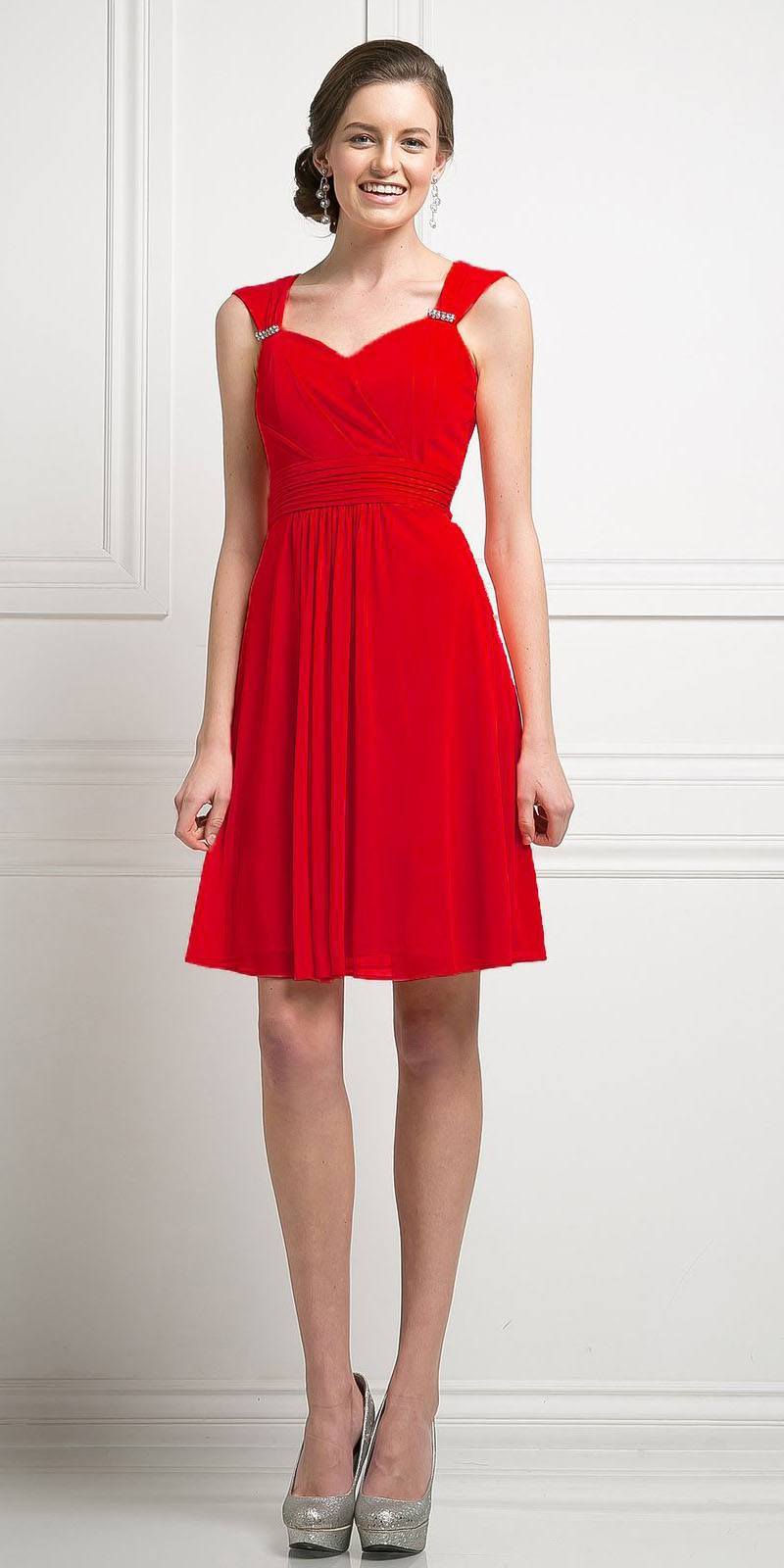 CLEARANCE - Cinderella Divine 3832 Chiffon Sweetheart Neckline Short Dress (Size S) by DiscountDressShop