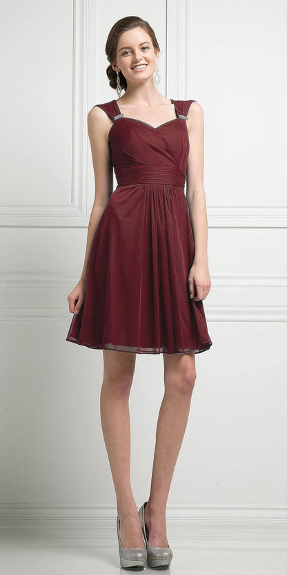 CLEARANCE - Cinderella Divine 3832 Chiffon Sweetheart Neckline Short Dress (Size S) by DiscountDressShop