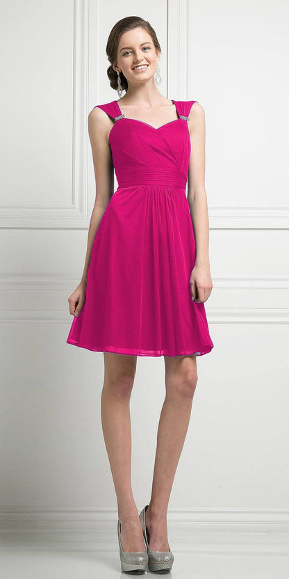 CLEARANCE - Cinderella Divine 3832 Chiffon Sweetheart Neckline Short Dress (Size S) by DiscountDressShop