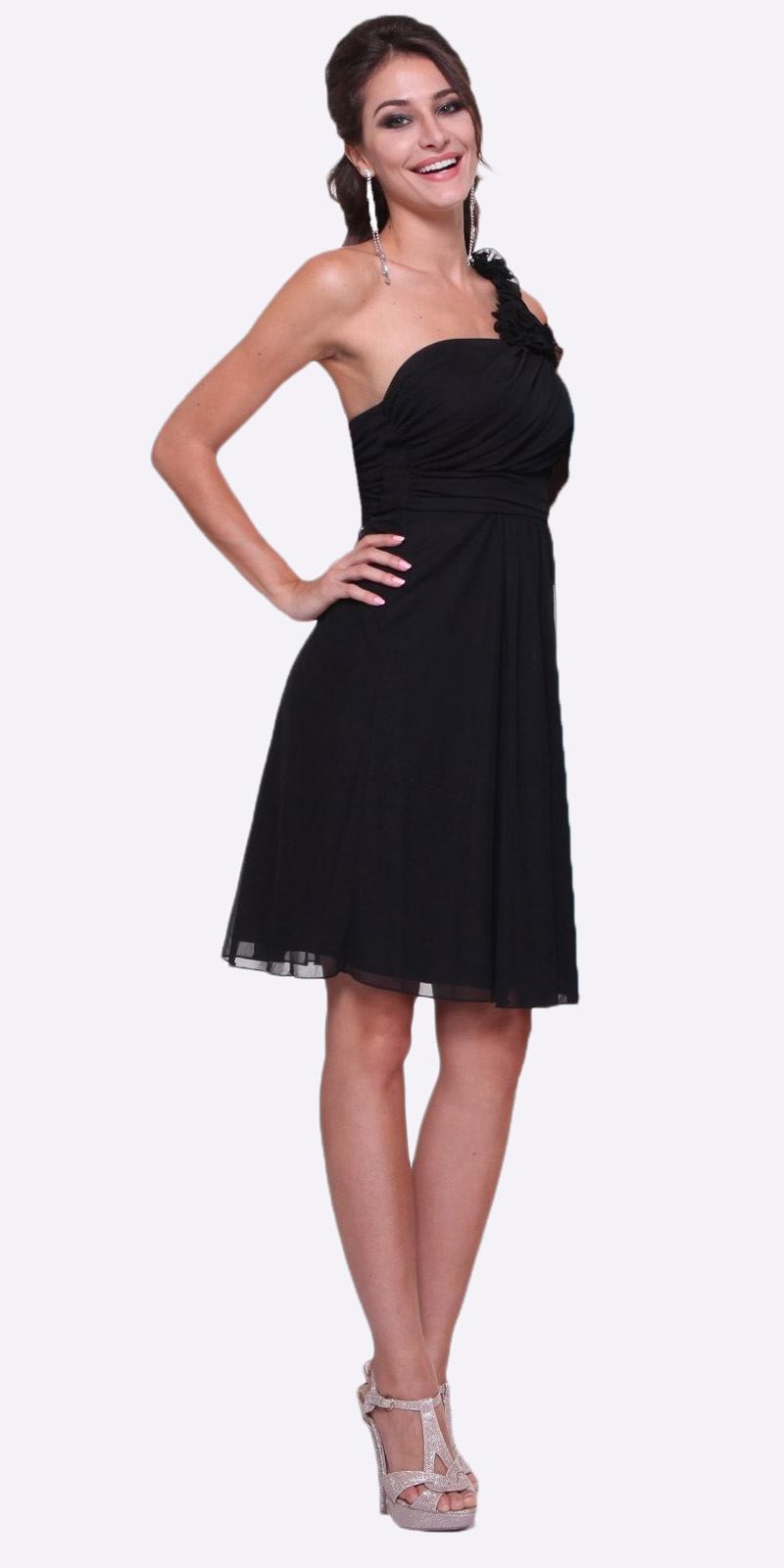 CLEARANCE - Cinderella Divine 3909 One Shoulder Chiffon Dress (Size 2XL) by DiscountDressShop