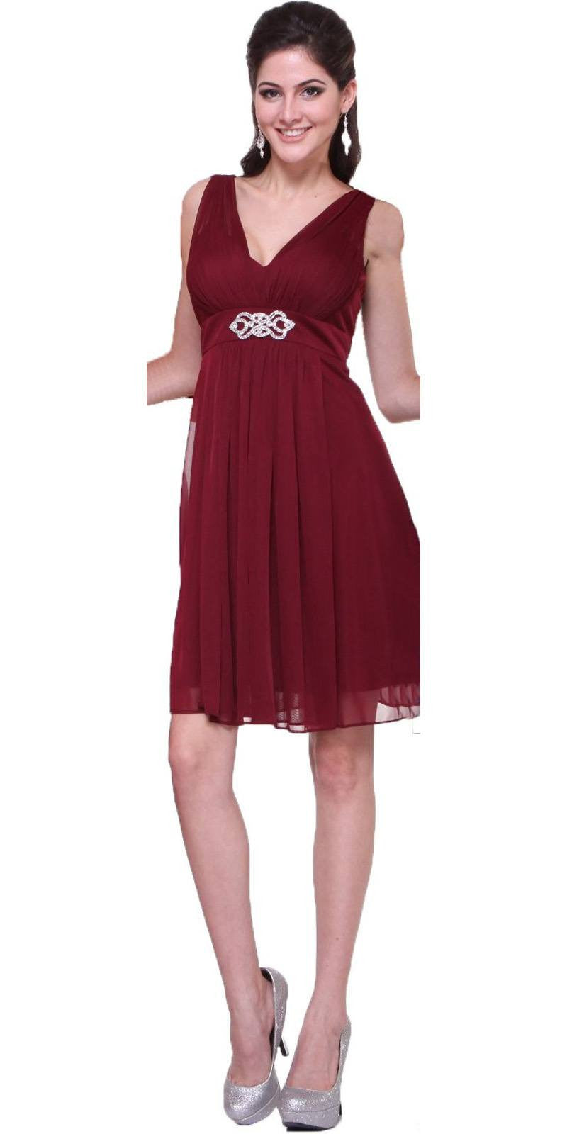 CLEARANCE - Cinderella Divine 3915 Chiffon Dress Knee Length (Size XL) by DiscountDressShop