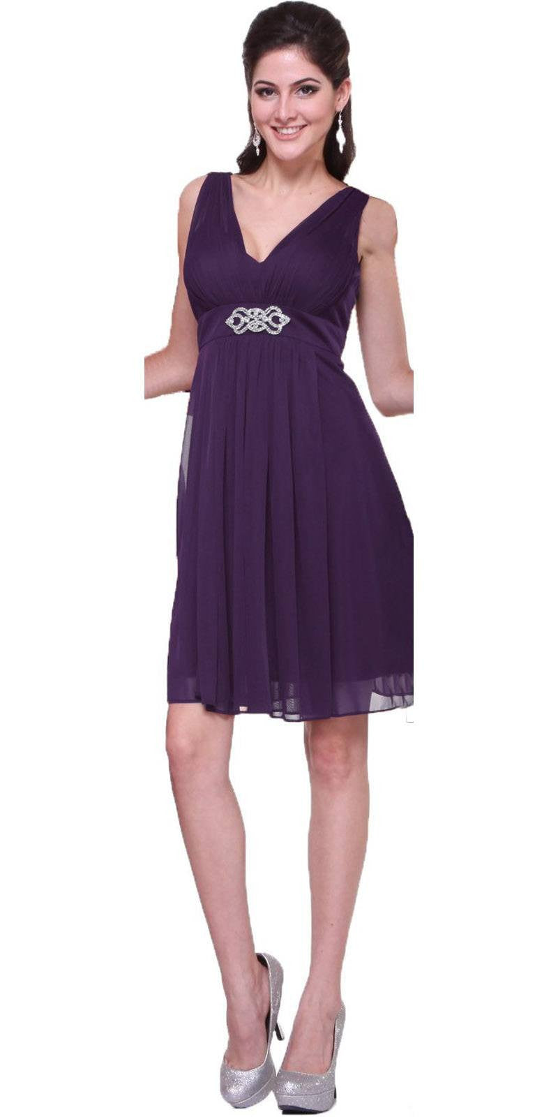 CLEARANCE - Cinderella Divine 3915 Chiffon Dress Knee Length (Size XL) by DiscountDressShop