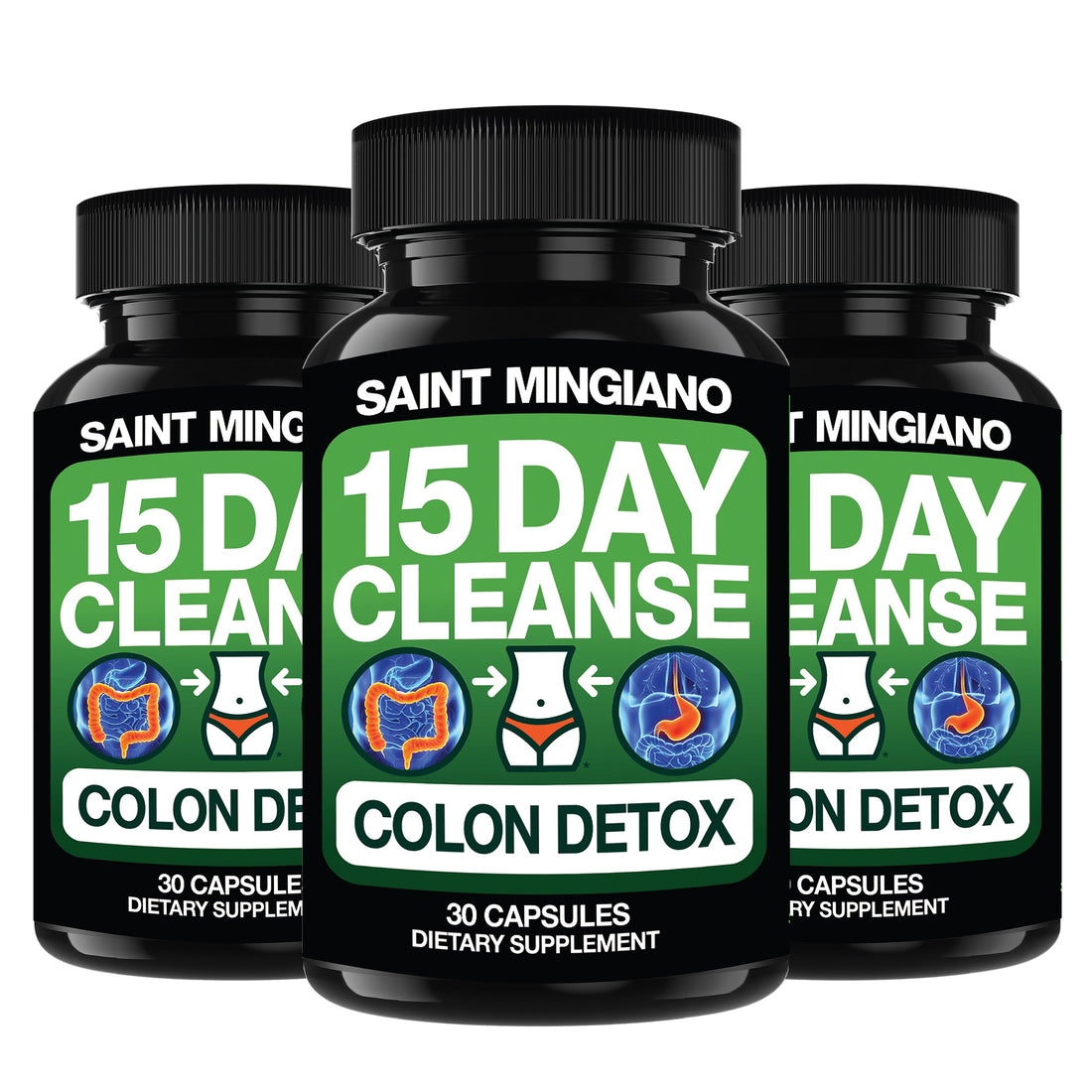 3 x Bundle - 15 Day Cleanse | Colon Cleanse &amp; Detox by Saint Mingiano - Supplements &amp; Wellness Dedicated to Holistic Health