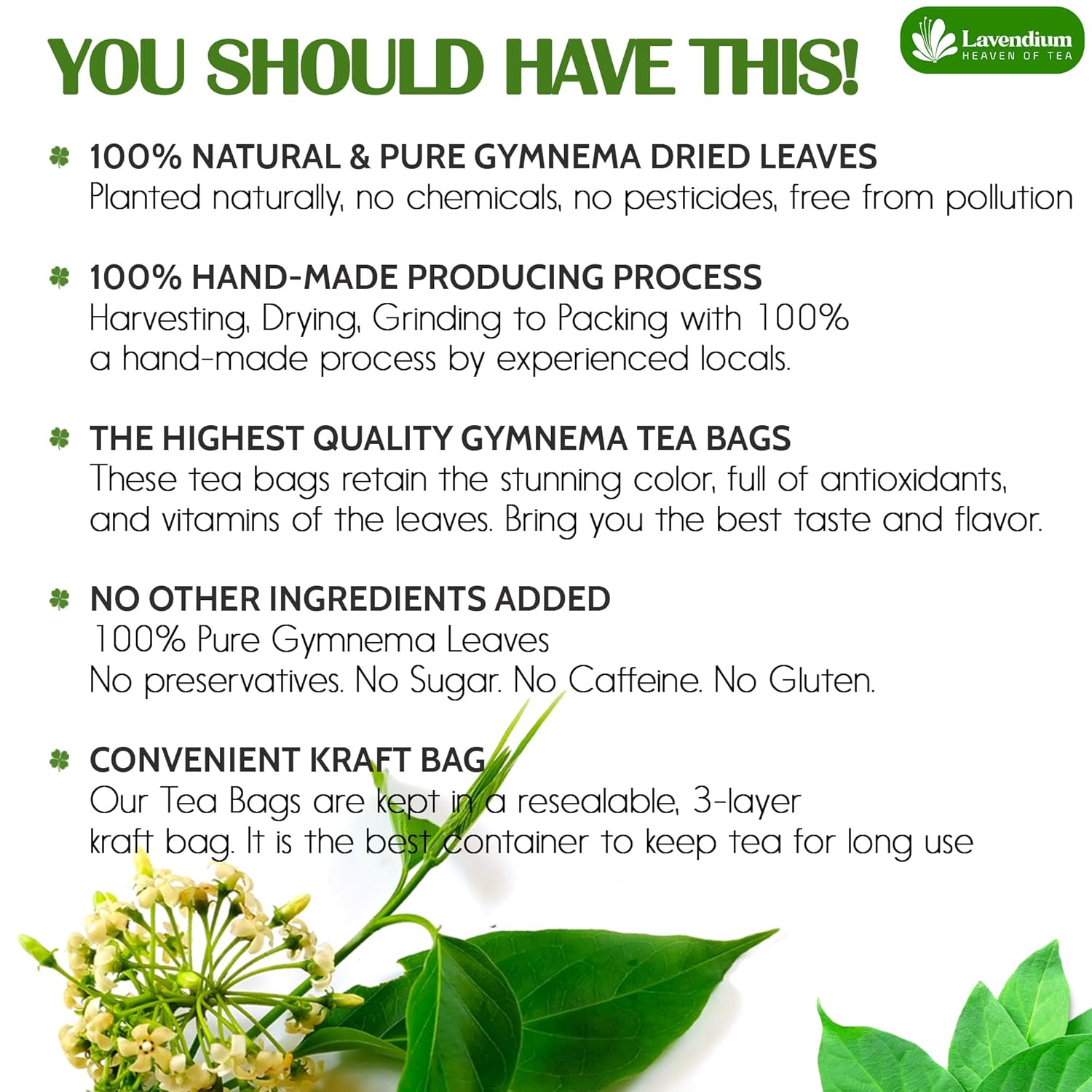 Premium Gymnema Leaf Tea Bags for Diabetics, 100% Natural &amp; Pure from Gymnema Leaves. by FreshDrinkUS - Natural and Premium Herbal Tea