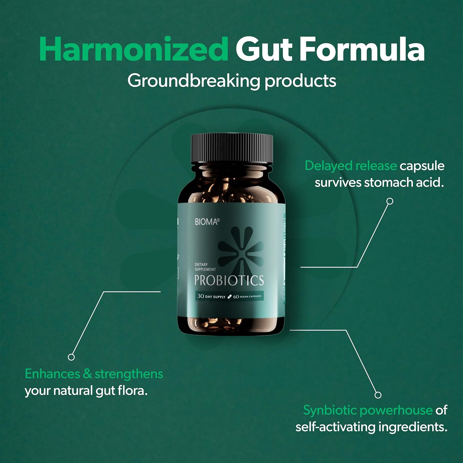 BIOMA Probiotic Gut Support - Vegan, Gluten Free, 60 Caps - Clearance Sale by BalanceX