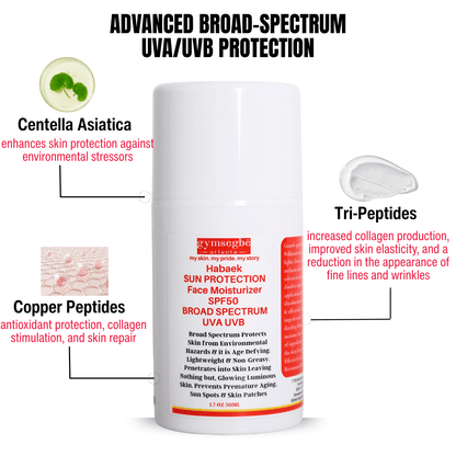 Habaek Sun Protection Face Moisturizer SPF50 | Peptides | Niacinamide by gymsegbë