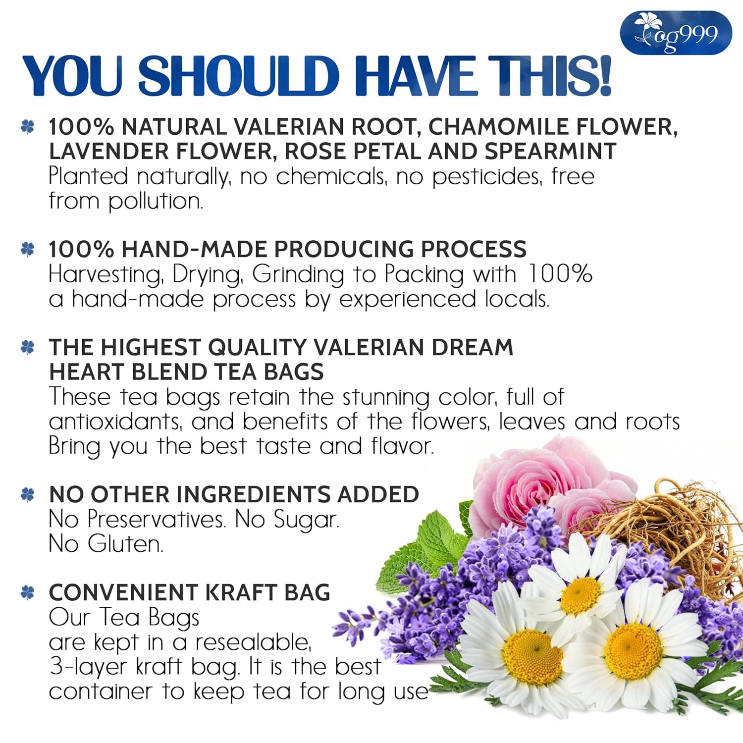 Premium Valerian Tea, Improve Digestion, Support Brain, Weight, Skin and Sleep by FreshDrinkUS - Natural and Premium Herbal Tea