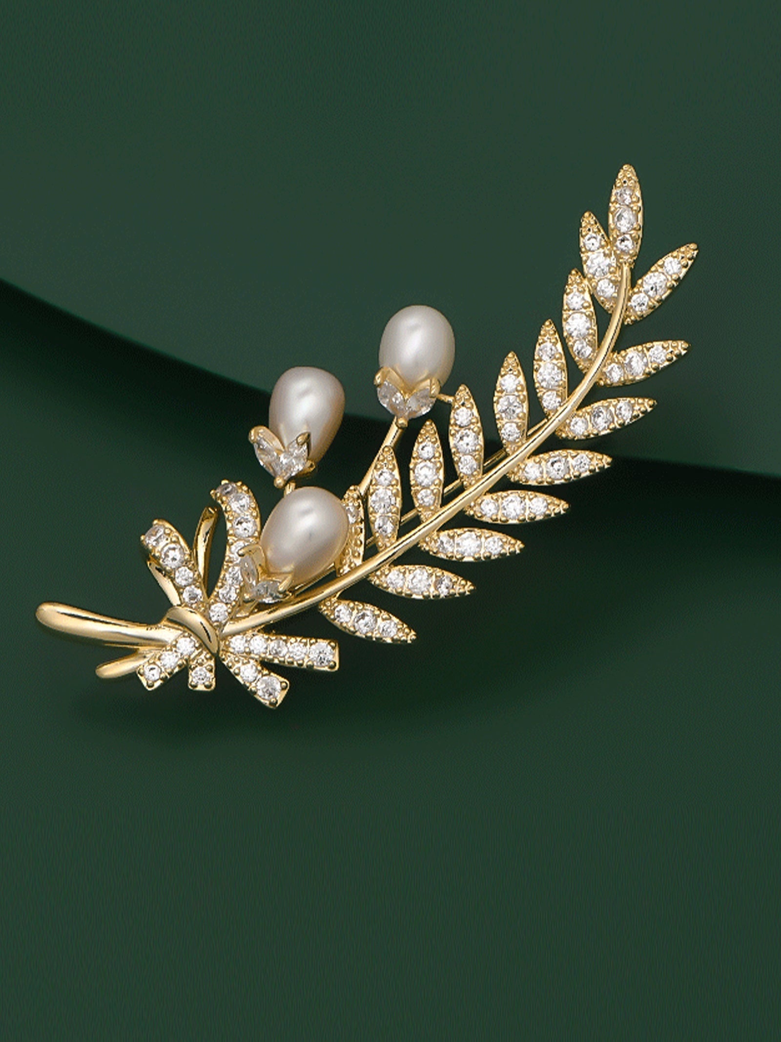 Freshwater Pearl &amp; Alloy Wheat Ear Brooch by LINTICO