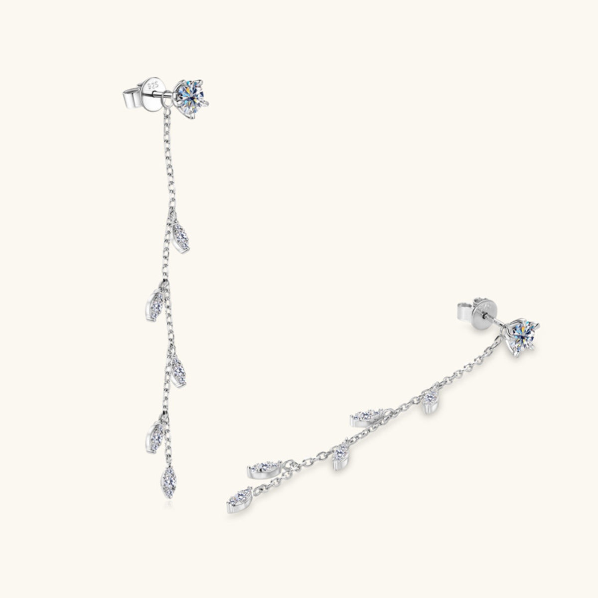 1.38 Carat Sparkala™ Pure Sterling Silver Leaf Earrings by Sparkala