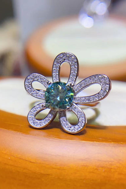 1 Carat Green Sparkala™ Flower Shape Open Ring by Sparkala