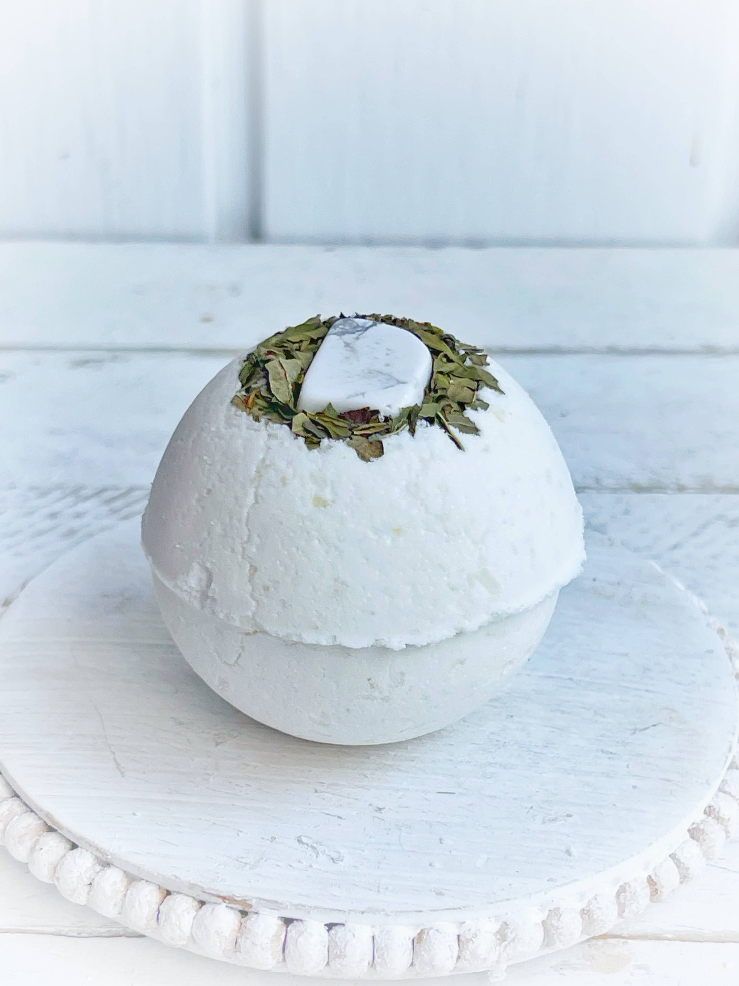 Howlite Bath Bombs with Cannabis Sativa Hemp Seed Oil by Dragonfly Elements