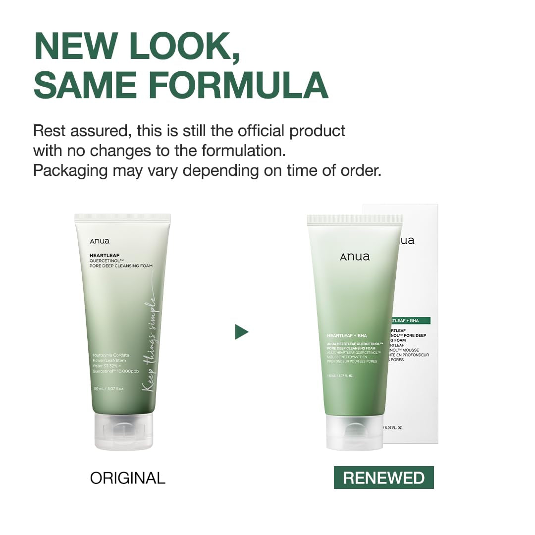 Heartleaf Quercetinol Pore Deep Cleansing Foam, Facial Cleanser, for Double Cleansing, BHA, Hyaluronic Acid, Glycerin, Face Wash, Blackhead Remover, Korean Skincare (150Ml/5.07 Fl.Oz.) by Korean Skin Care