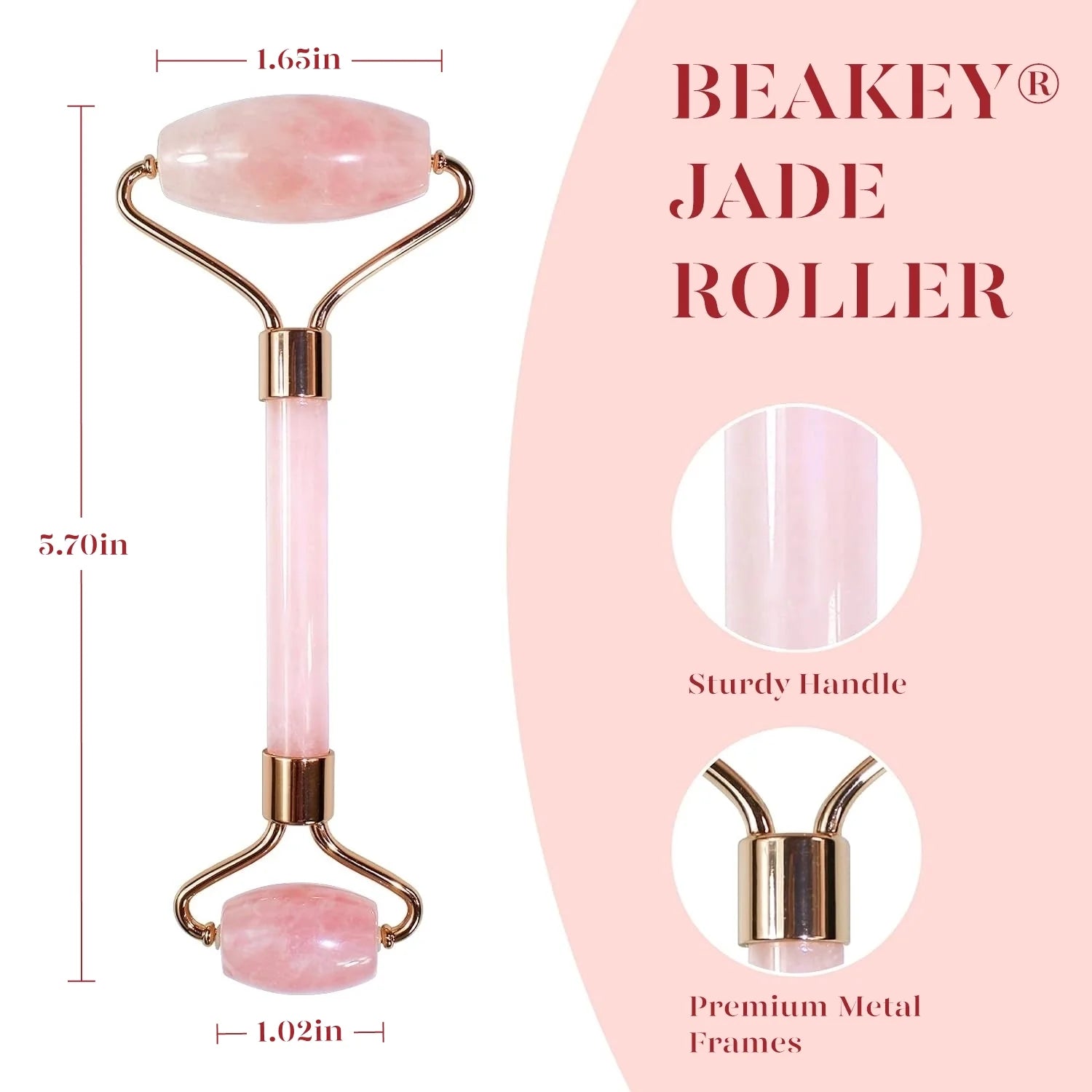 Jade Roller &amp; Gua Sha, Natural Jade Face Roller Gua Sha Facial Tools Skin Care Massager, Pink by Korean Skin Care