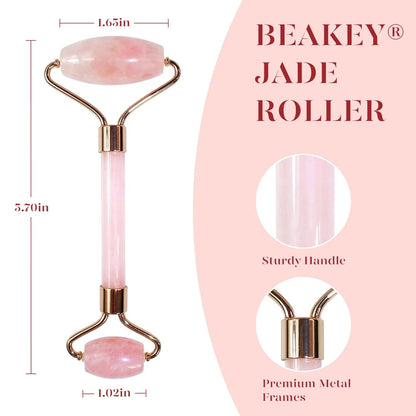 Jade Roller &amp; Gua Sha, Natural Jade Face Roller Gua Sha Facial Tools Skin Care Massager, Pink by Korean Skin Care