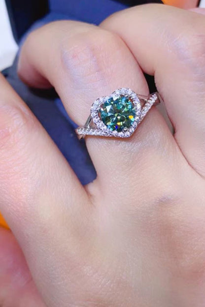 Adored 1 Carat Yellow Green Sparkala™ Platinum Over Pure Sterling Silver Heart Ring by Sparkala