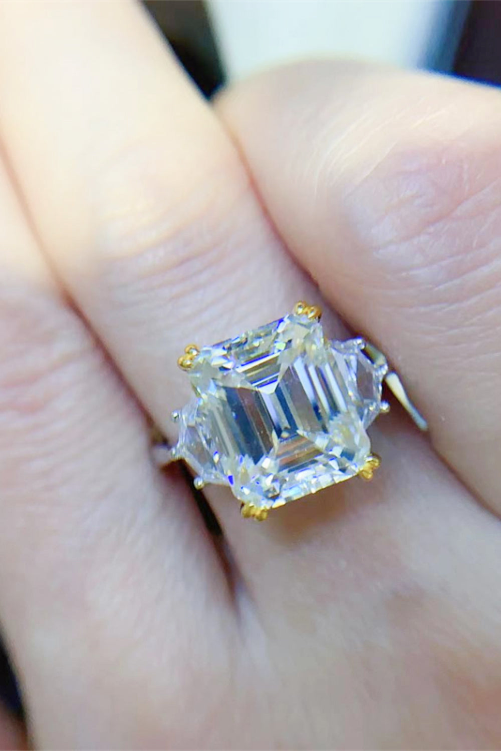 5 Carat Emerald-Cut Sparkala™ Platinum Over Pure Sterling Silver Ring by Sparkala