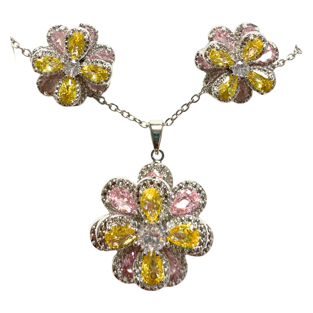 Floral &amp; Gemstone Necklace and Earrings Set – Multiple Styles by Farmacias Savia