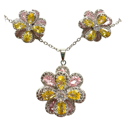 Floral &amp; Gemstone Necklace and Earrings Set – Multiple Styles by Farmacias Savia