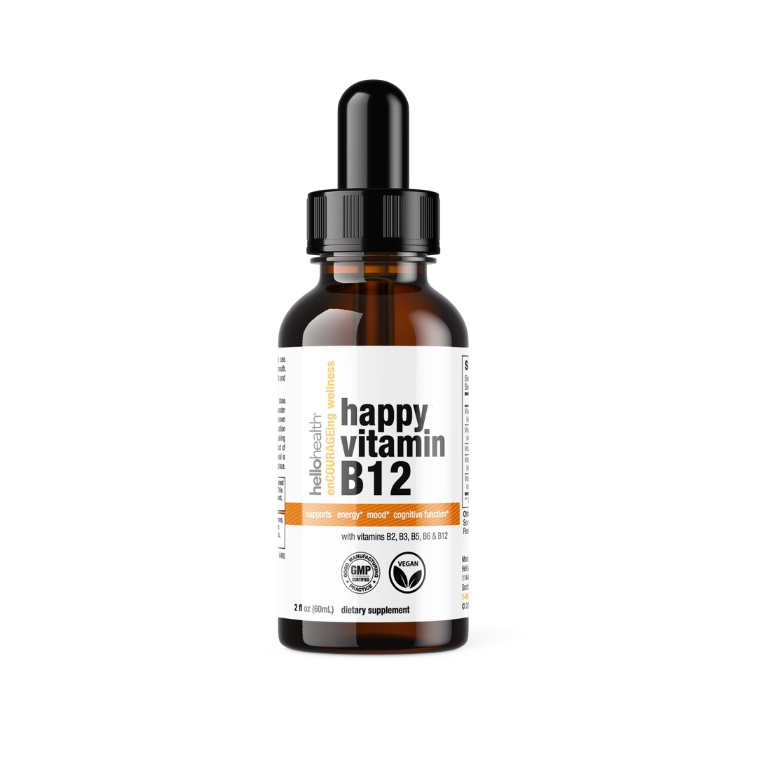 Happy Energy Vitamin B12 Plus – B12 Complex with B2, B3, B5 &amp; B6 for Energy, Focus &amp; Mood Support by hellohealth