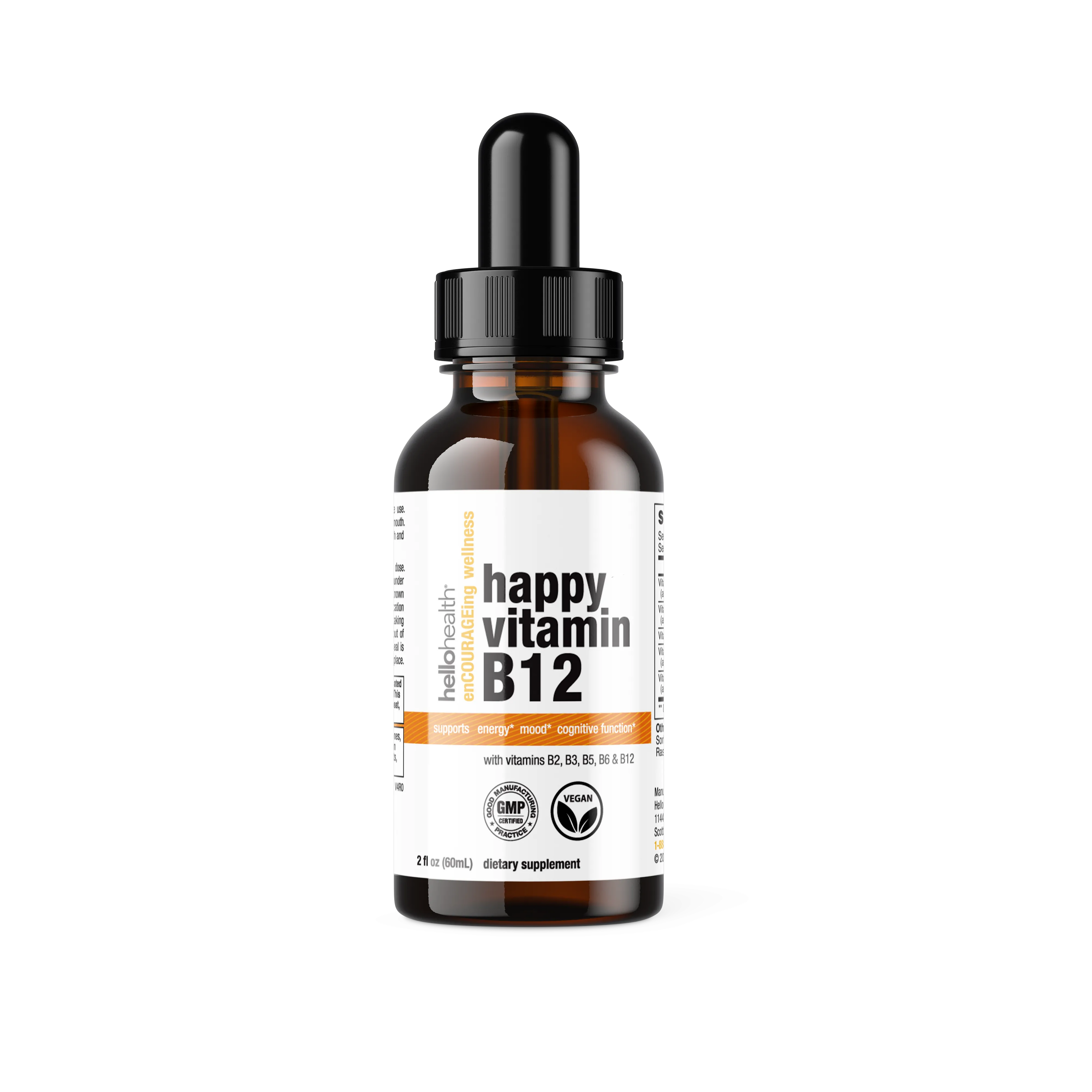 Happy Energy Vitamin B12 Plus – B12 Complex with B2, B3, B5 &amp; B6 for Energy, Focus &amp; Mood Support by hellohealth