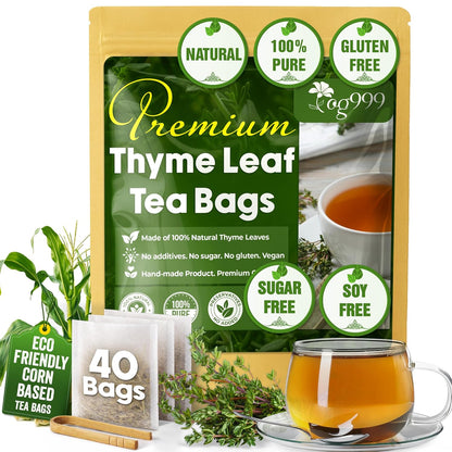 Premium 40 Thyme Leaf Tea Bags, 100% Natural &amp; Pure, Loose Leaf Herbal Tea. by FreshDrinkUS - Natural and Premium Herbal Tea