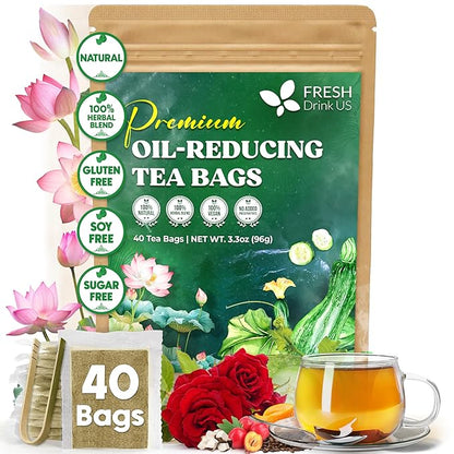 Oil Reducing Tea, Oil Cleansing for Liver, 10 Herbal Ingredients, Traditional Recipe Tea for Liver, 100% Natural, Easy Brewing, Steep Repeatedly (Tea Bags/ Tea Packs) by FreshDrinkUS - Natural and Premium Herbal Tea