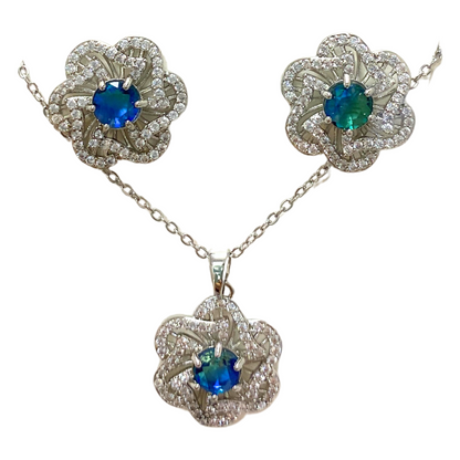 Floral &amp; Gemstone Necklace and Earrings Set – Multiple Styles by Farmacias Savia
