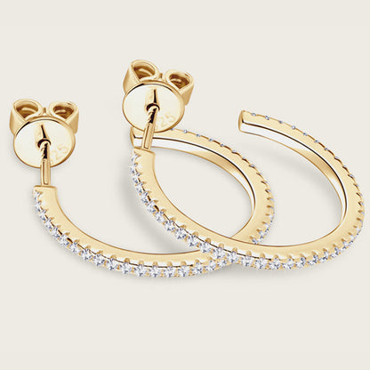 Inlaid Sparkala™ Pure Sterling Silver C-Hoop Earrings by Sparkala