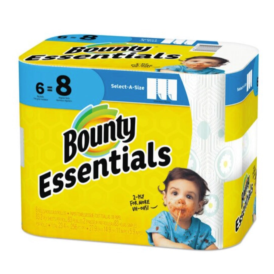Bounty Essentials Paper Towels, Select-a-size, White, 83-sheets, 6 Big Rolls by Pasteur Pharmacy