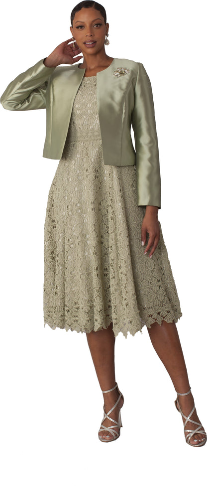 Lace Church Dress with Satin Jacket Set- 4529 by Tally Taylor