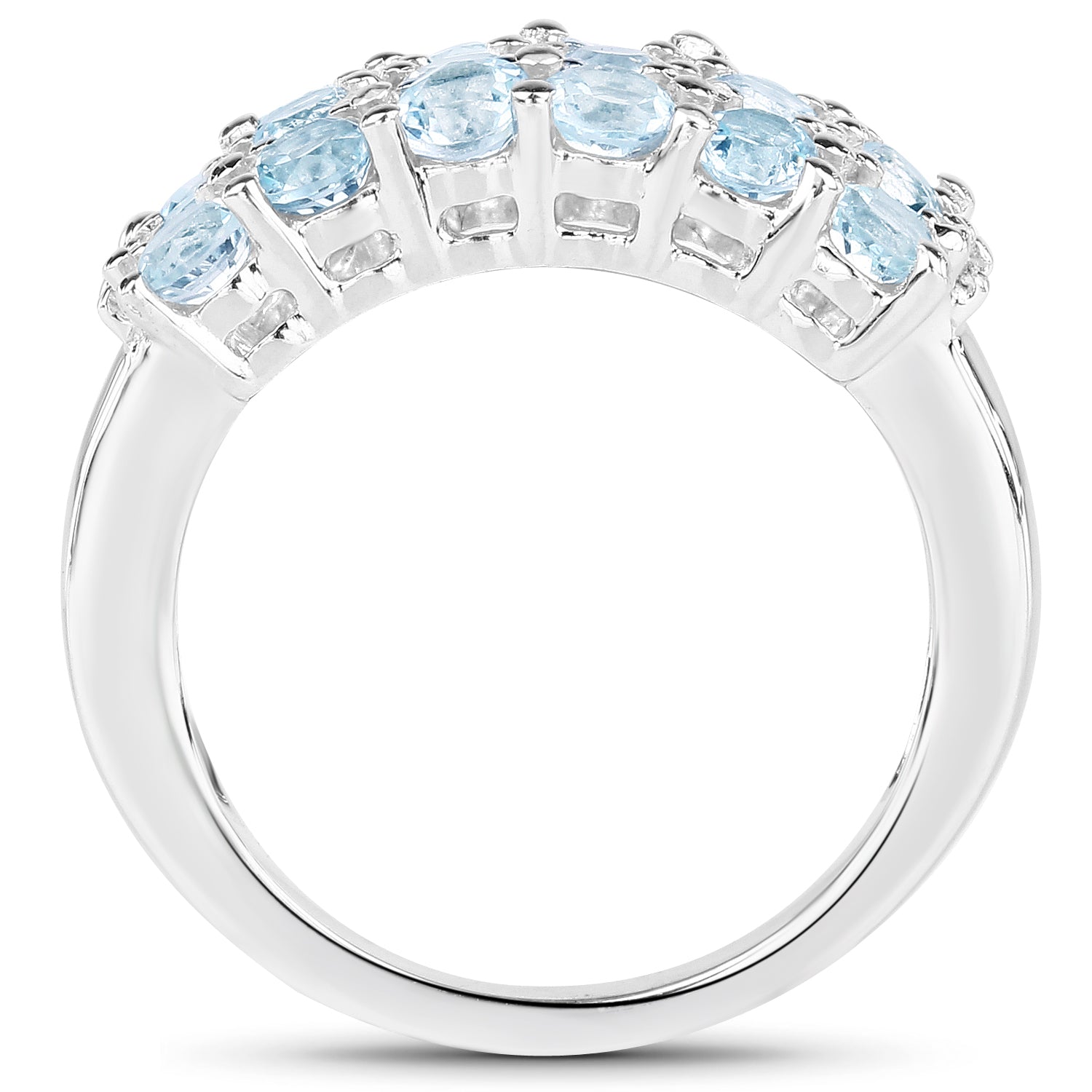 2.29 Carat Genuine Blue Topaz &amp; White Topaz .925 Sterling Silver Ring