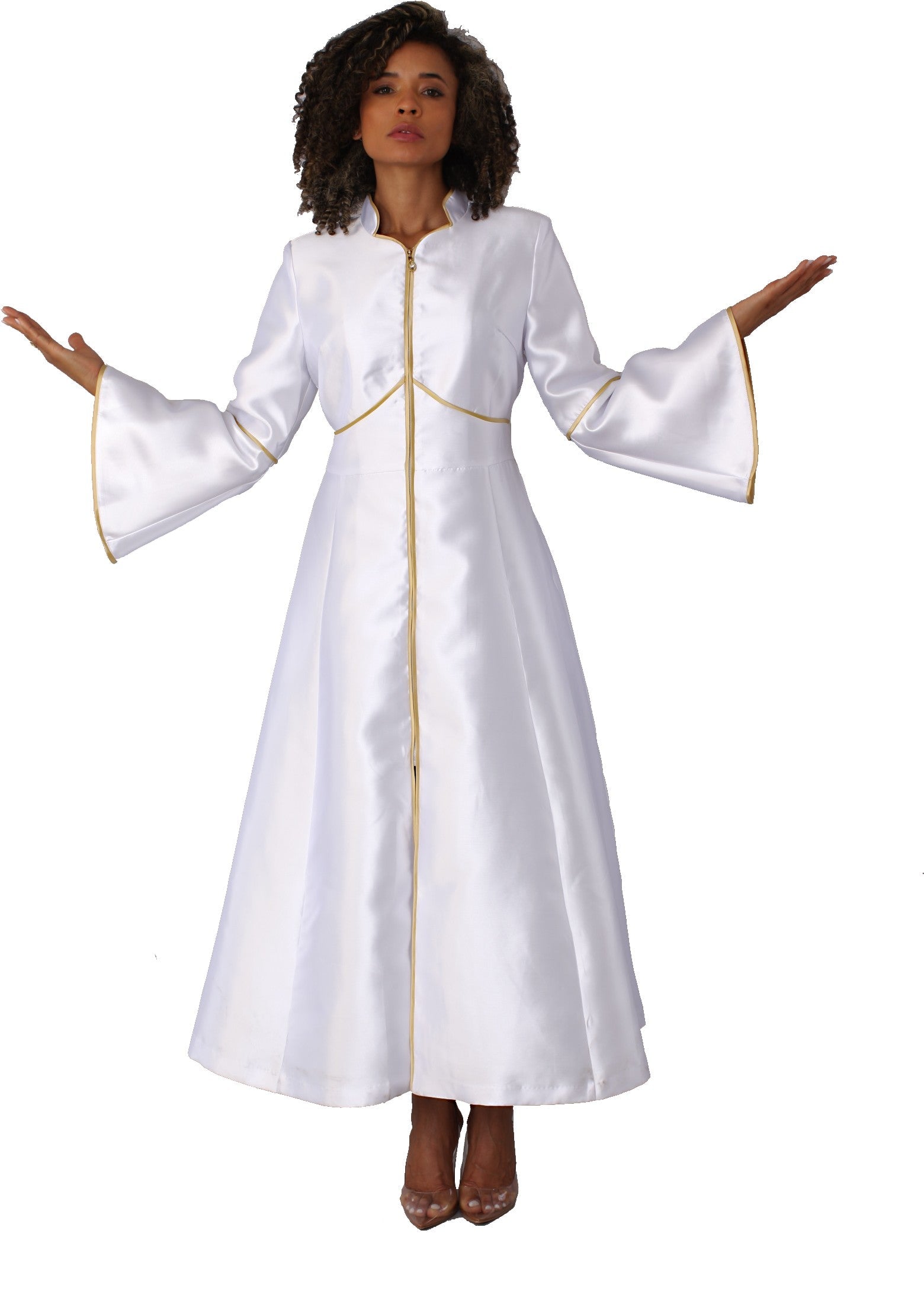Elegant Plus Size One-Piece Cassock Robe with Rhinestone Trim- 4731W by Tally Taylor