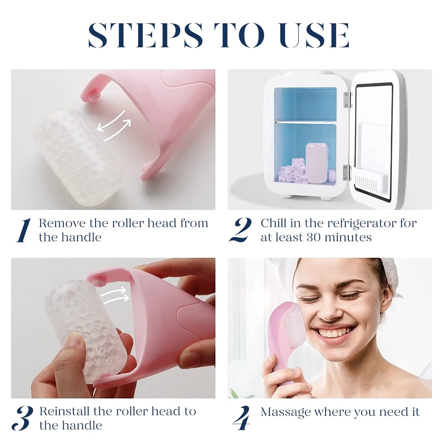 Ice Roller for Face &amp; Gua Sha, Ice Face Roller Massager Cryotherapy Reduces Puffiness, Pink by Korean Skin Care