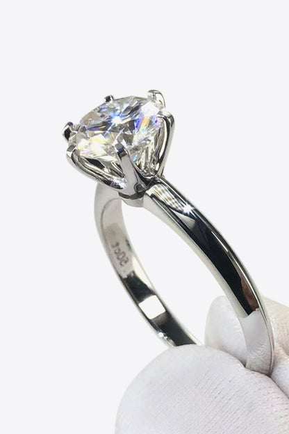 Adored Platinum Over Pure Sterling Silver 3 Carat Brilliant Round Cut Sparkala™ 6-Prong Solitaire Ring by Sparkala
