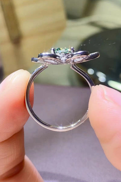 1 Carat Green Sparkala™ Flower Shape Open Ring by Sparkala