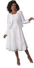 Plus Size Elegant 2-Piece Church Dress with Floral Lace and Jewel Brooch- 4806W by Tally Taylor