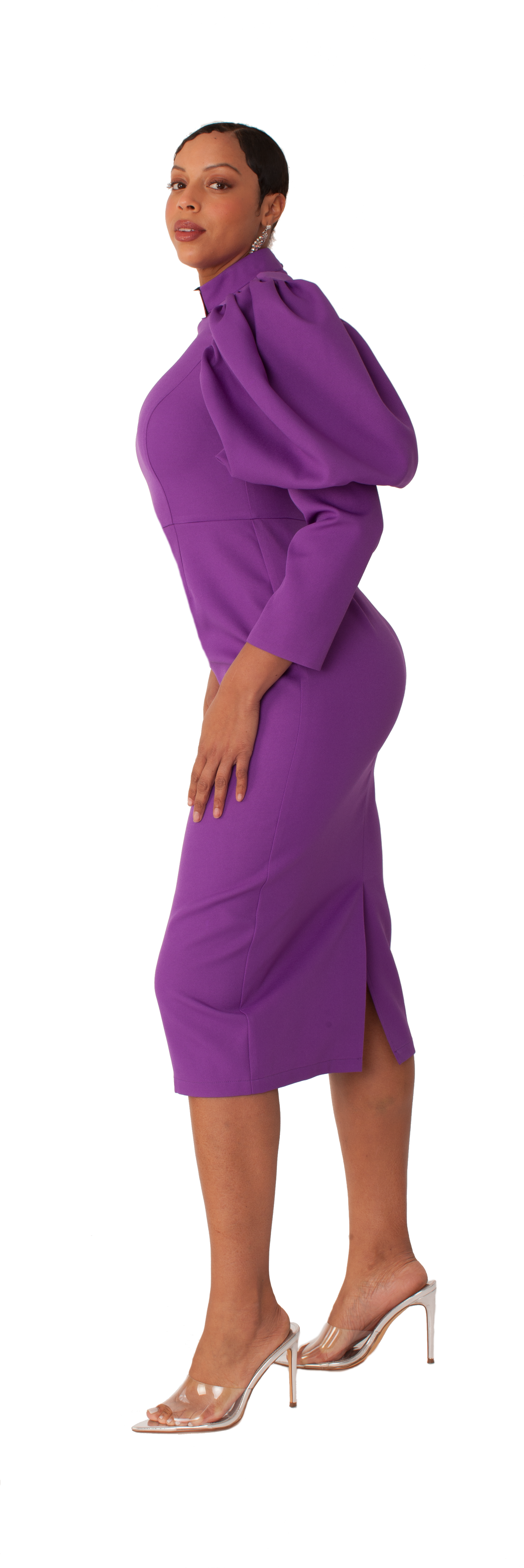Clergy Dress with Puff Sleeves and Classic Collar- 4813 by Tally Taylor