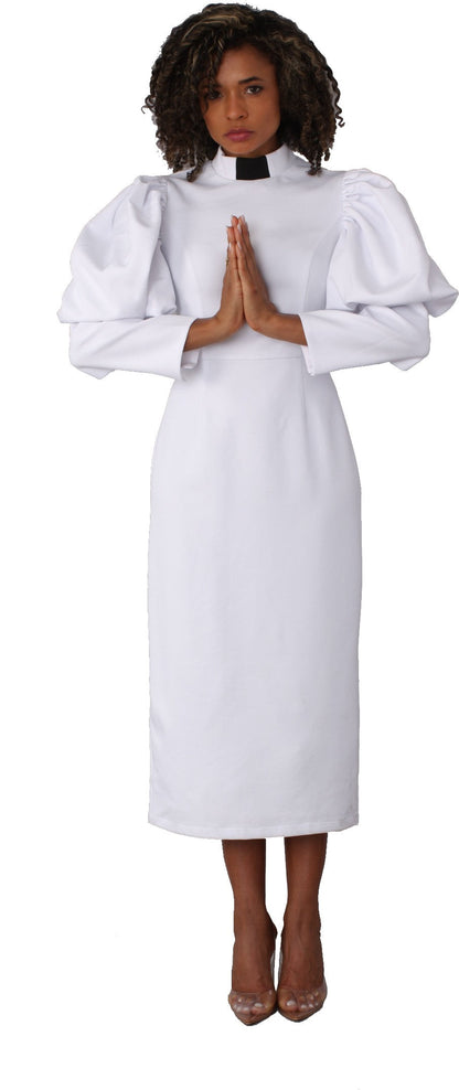Clergy Dress with Puff Sleeves and Classic Collar- 4813 by Tally Taylor