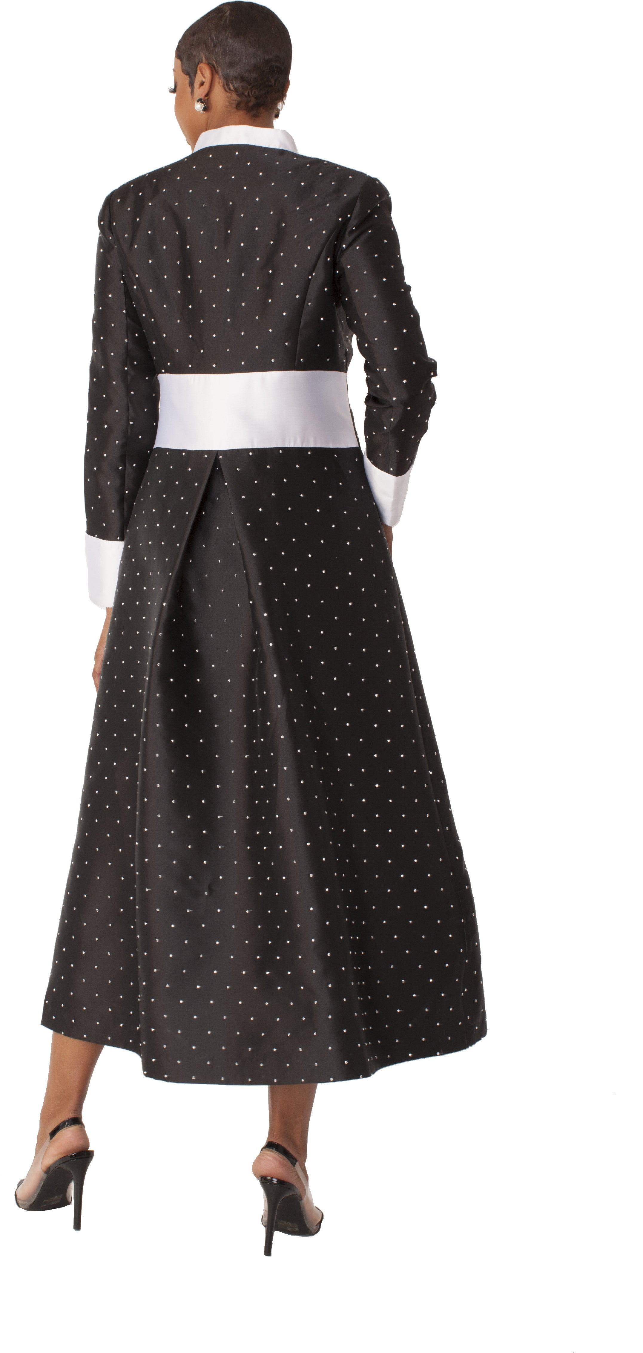 Plus Size Rhinestone Button Preaching Robe with Studded Detailing- 4816W by Tally Taylor