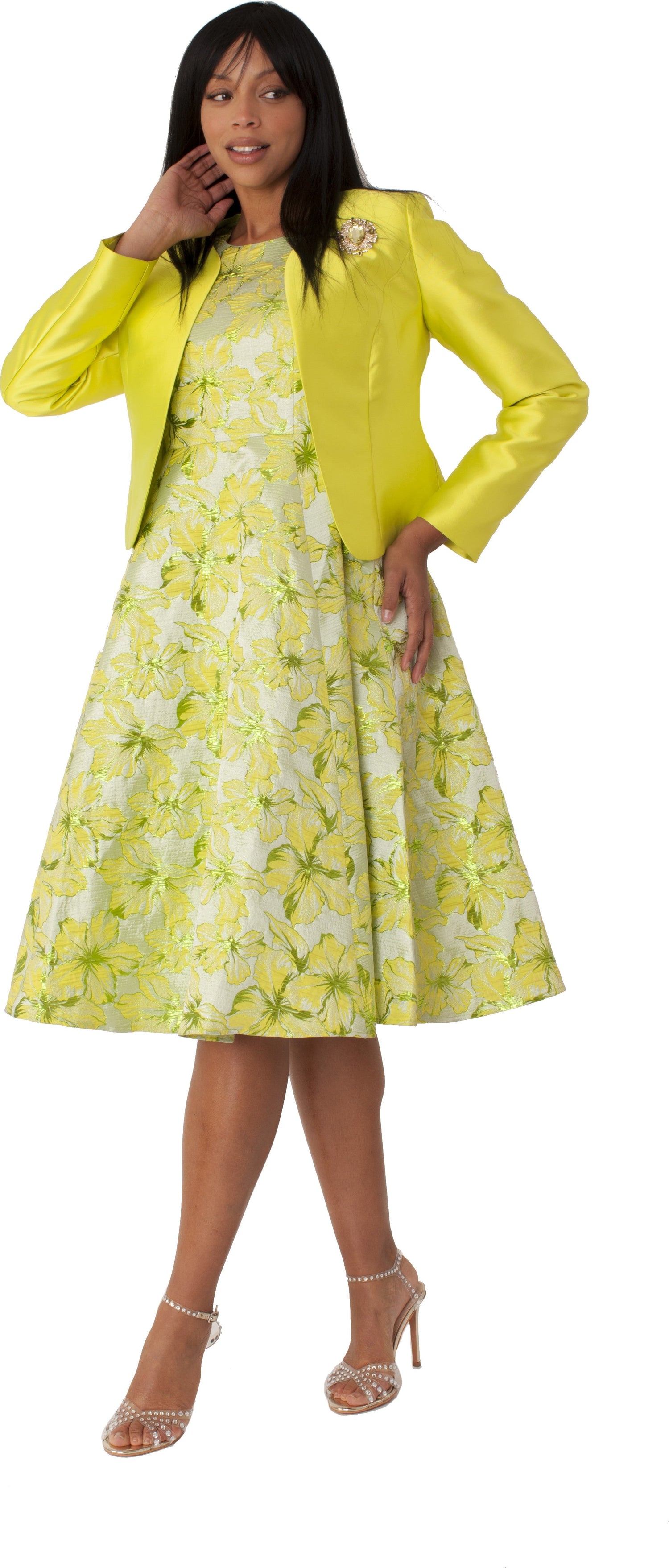 Floral Brocade Church Dress with Jacket- 4819 by Tally Taylor