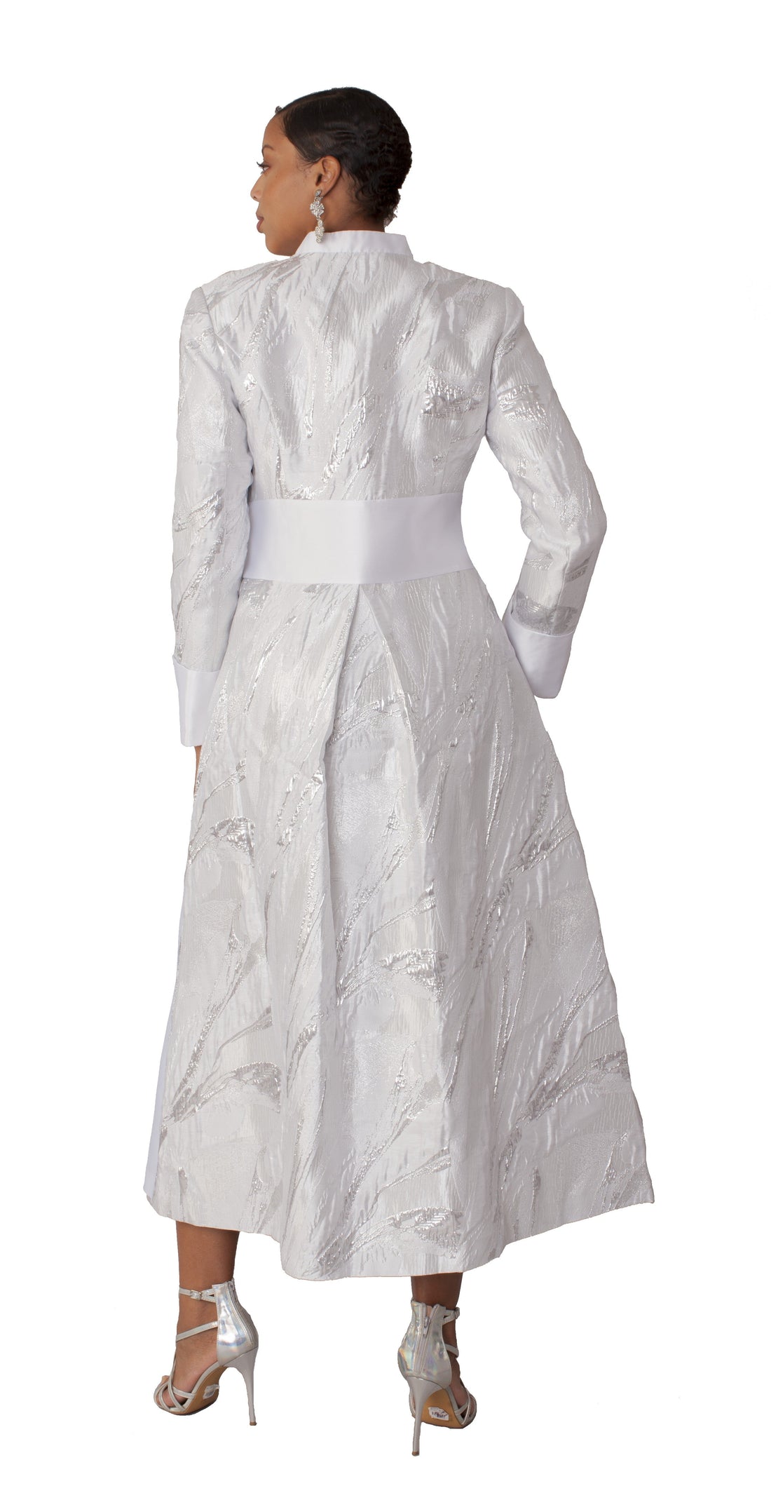Brocade Clergy Robe with Cross Brooch for Women – 4821 by Tally Taylor