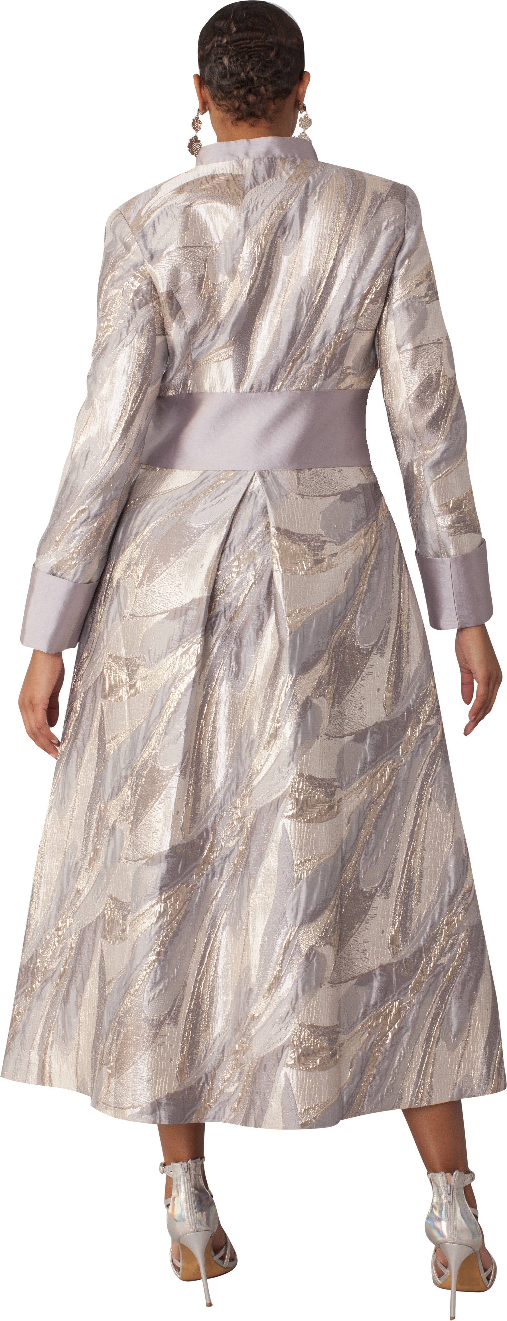 Plus Size Brocade Clergy Robe with Cross Brooch – 4821W by Tally Taylor