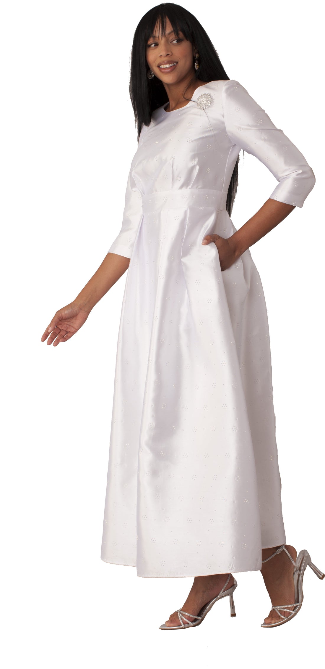 Elegant 3/4 Sleeve Rhinestone Embellished Church Dress-4826 by Tally Taylor