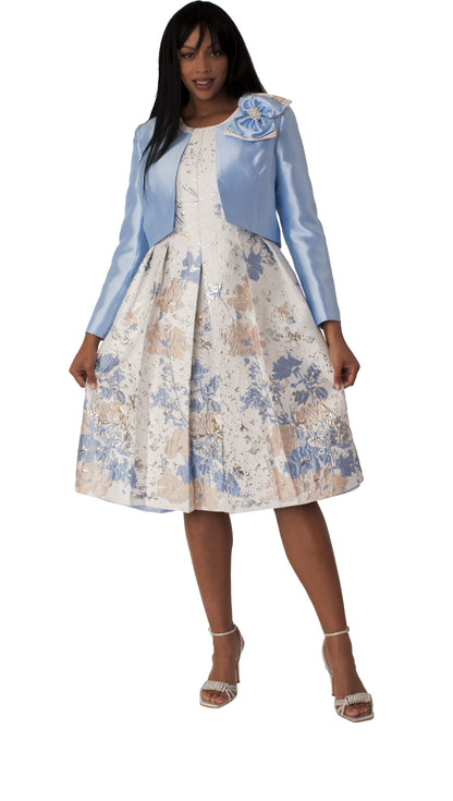 Plus Size Brocade Dress Set with Jacket &amp; Brooch - 4830W by Tally Taylor