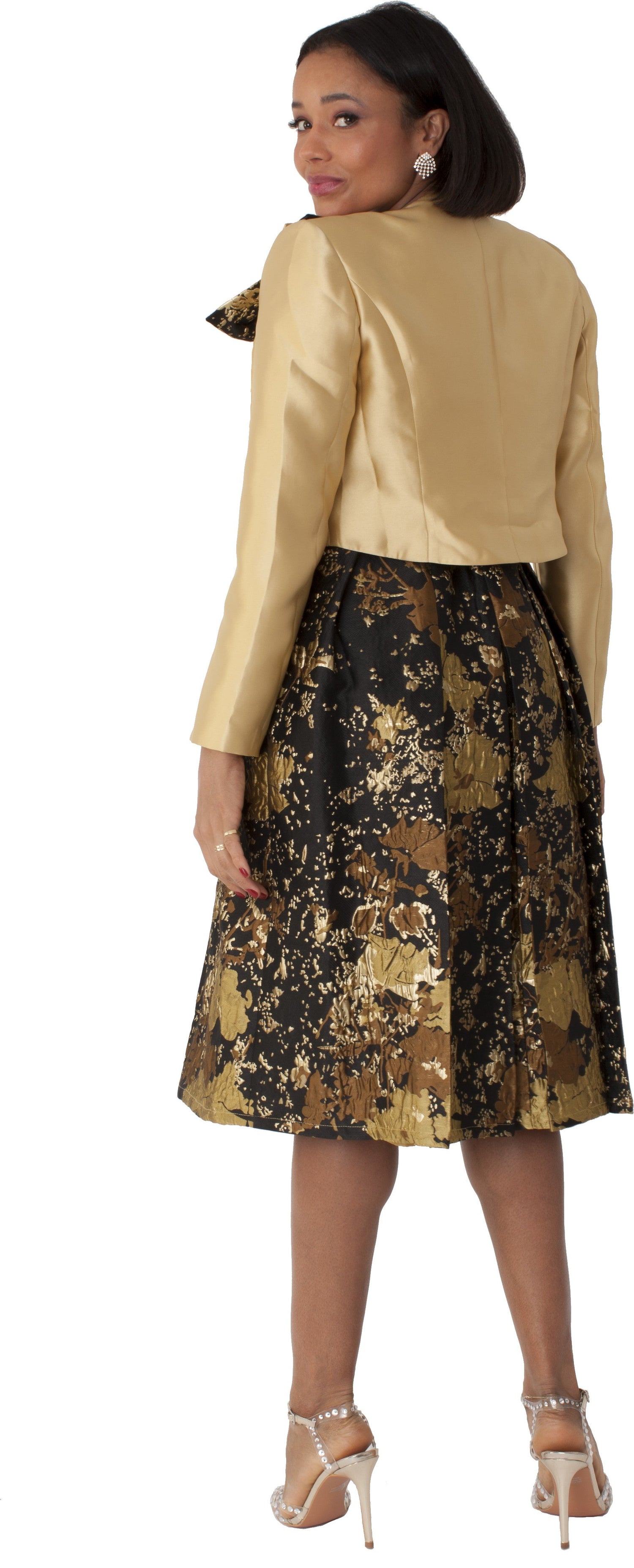 Brocade Dress Set with Jacket &amp; Brooch - 4830 by Tally Taylor