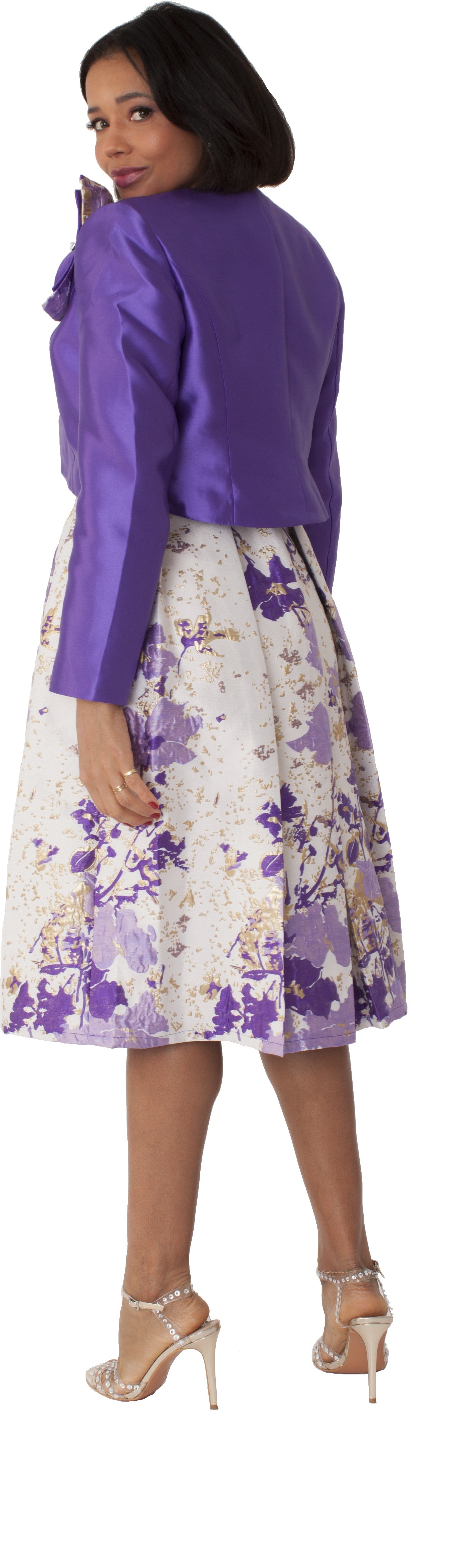 Brocade Dress Set with Jacket &amp; Brooch - 4830 by Tally Taylor
