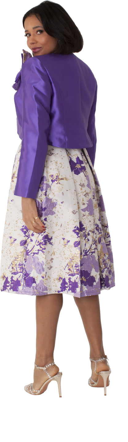 Brocade Dress Set with Jacket &amp; Brooch - 4830 by Tally Taylor
