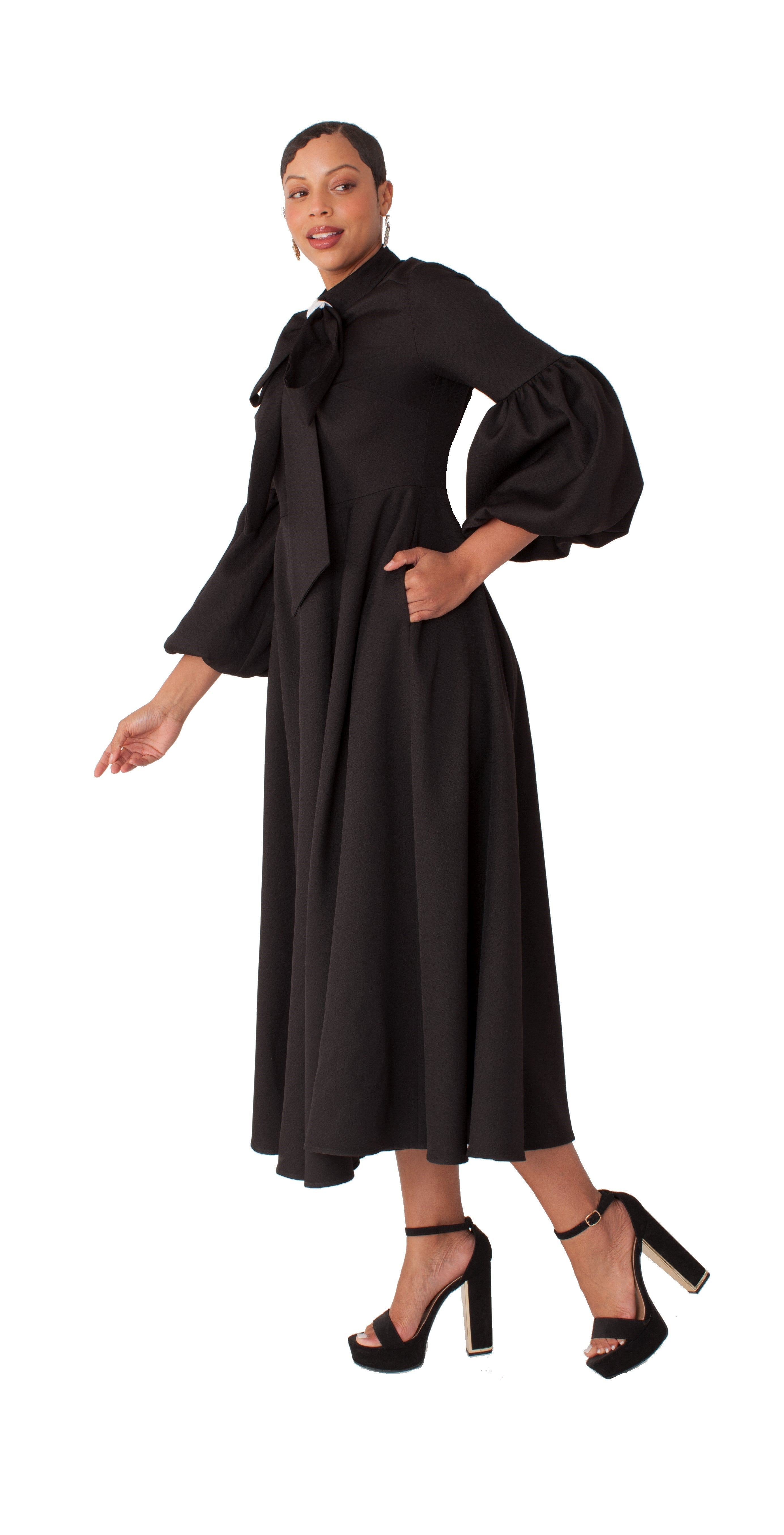 Plus Size Modest Clergy Dress with Bell Sleeves – 4846W by Tally Taylor